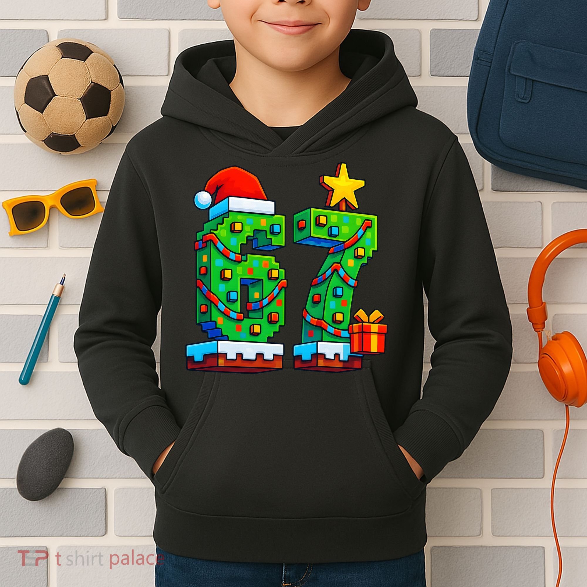 67 Christmas 6-7 Gaming School Meme Six Seven Gamer Kids Hoodie