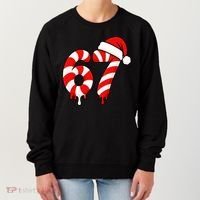 67 Christmas Candy Cane Number Sixty Seven Santa  Women's Sweatshirt thumb 0