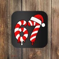 67 Christmas Candy Cane Number Sixty Seven Santa  Coaster thumb 0