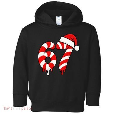 67 Christmas Candy Cane Number Sixty Seven Santa  Toddler Hoodie
