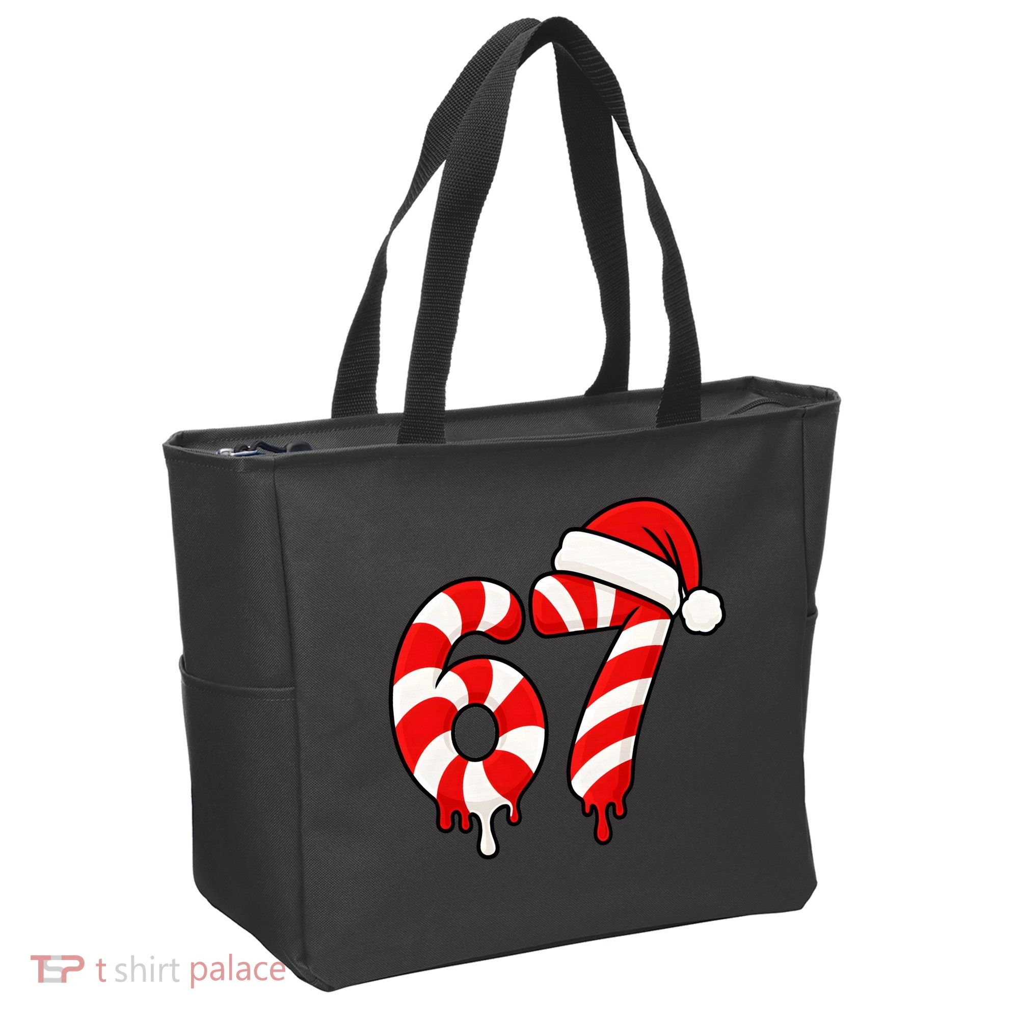 67 Christmas Candy Cane Number Sixty Seven Santa  Tote Bag