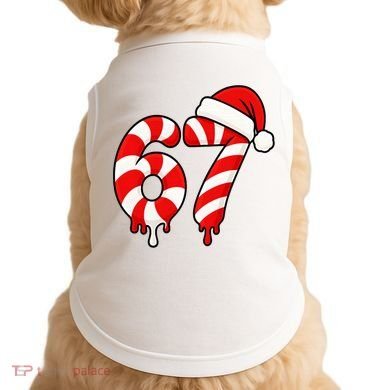 67 Christmas Candy Cane Number Sixty Seven Santa  Doggie Tank