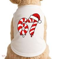 67 Christmas Candy Cane Number Sixty Seven Santa  Doggie Tank thumb 0