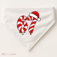 67 Christmas Candy Cane Number Sixty Seven Santa  USA-Made Doggie Bandana thumb 0