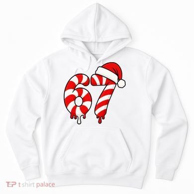 67 Christmas Candy Cane Number Sixty Seven Santa  Hoodie