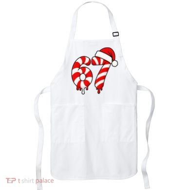 67 Christmas Candy Cane Number Sixty Seven Santa  Apron