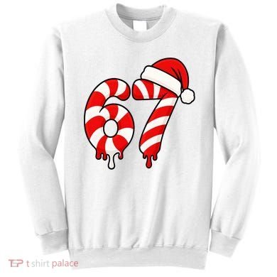 67 Christmas Candy Cane Number Sixty Seven Santa  Sweatshirt