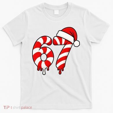 67 Christmas Candy Cane Number Sixty Seven Santa  T-Shirt