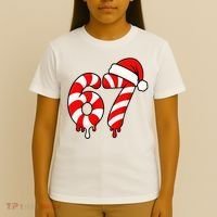 67 Christmas Candy Cane Number Sixty Seven Santa  T-Shirt thumb 4