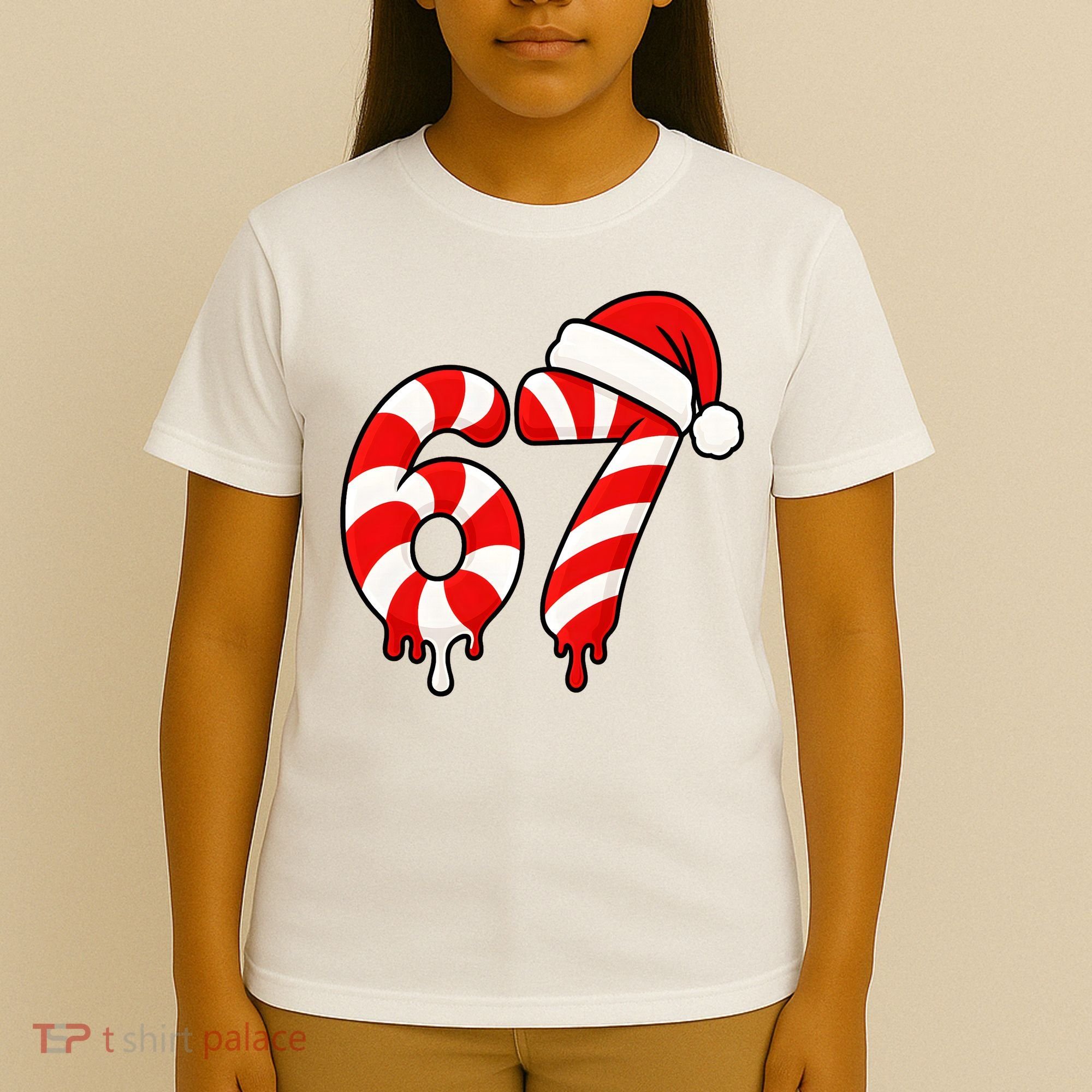 67 Christmas Candy Cane Number Sixty Seven Santa  T-Shirt