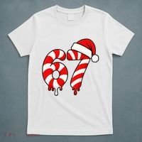 67 Christmas Candy Cane Number Sixty Seven Santa  T-Shirt thumb 5