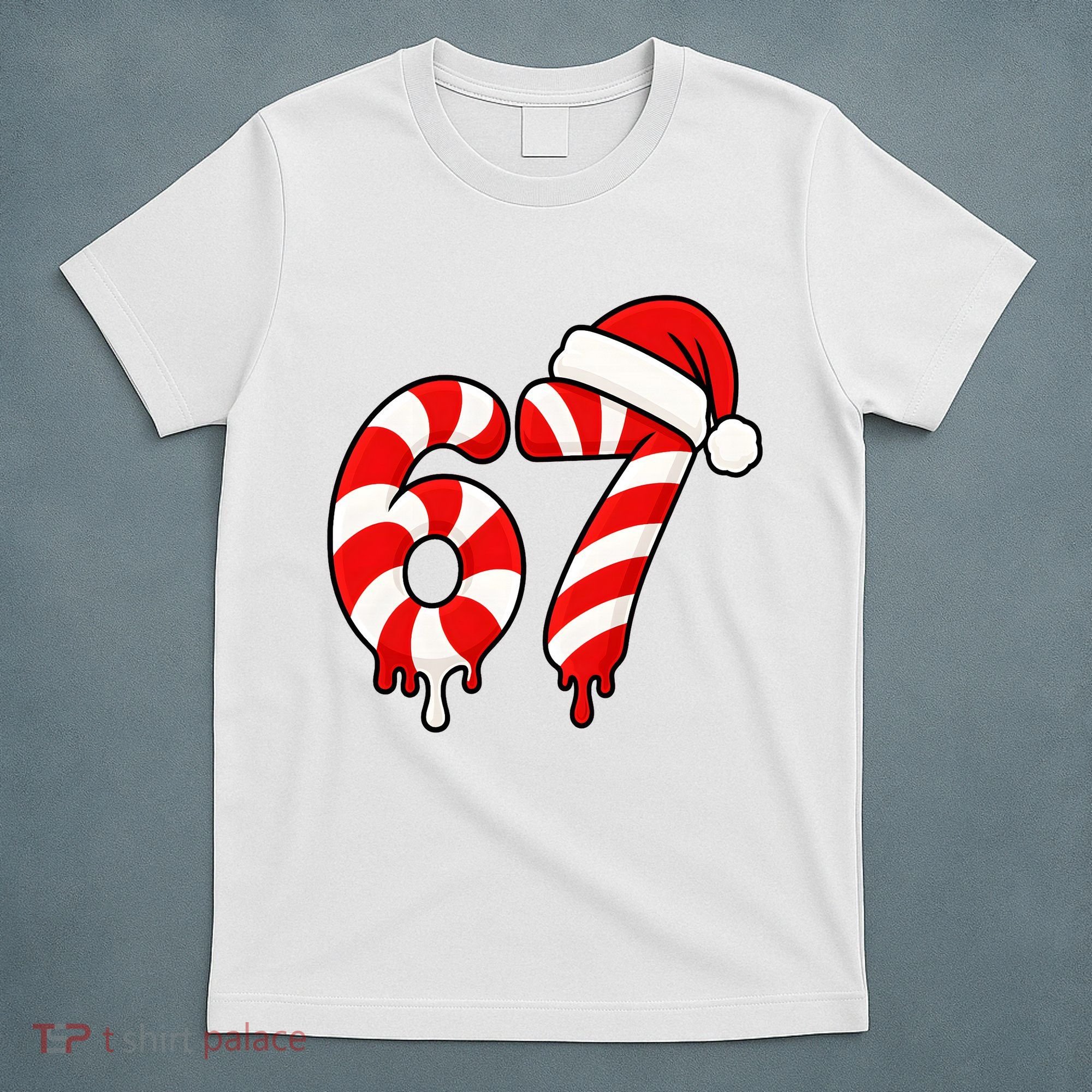 67 Christmas Candy Cane Number Sixty Seven Santa  T-Shirt
