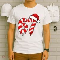 67 Christmas Candy Cane Number Sixty Seven Santa  T-Shirt thumb 6