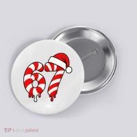 67 Christmas Candy Cane Number Sixty Seven Santa  Button thumb 0