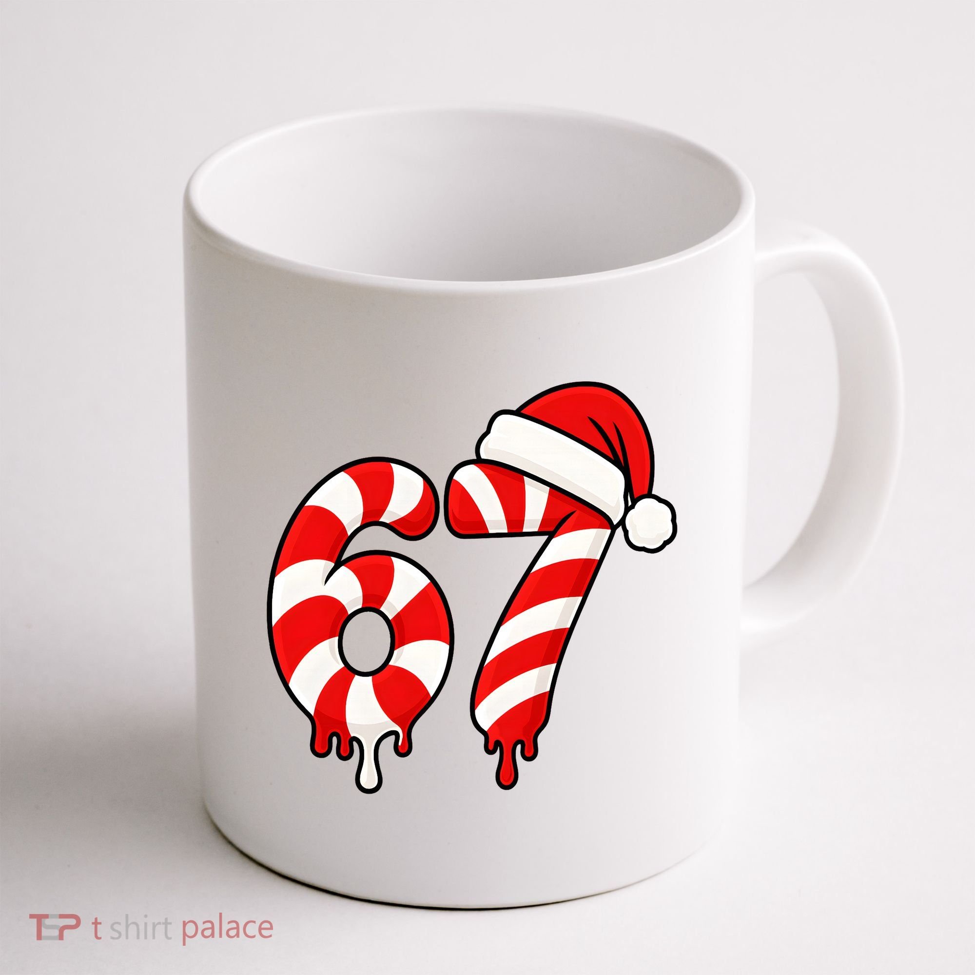 67 Christmas Candy Cane Number Sixty Seven Santa  Coffee Mug