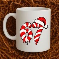 67 Christmas Candy Cane Number Sixty Seven Santa  Coffee Mug thumb 2