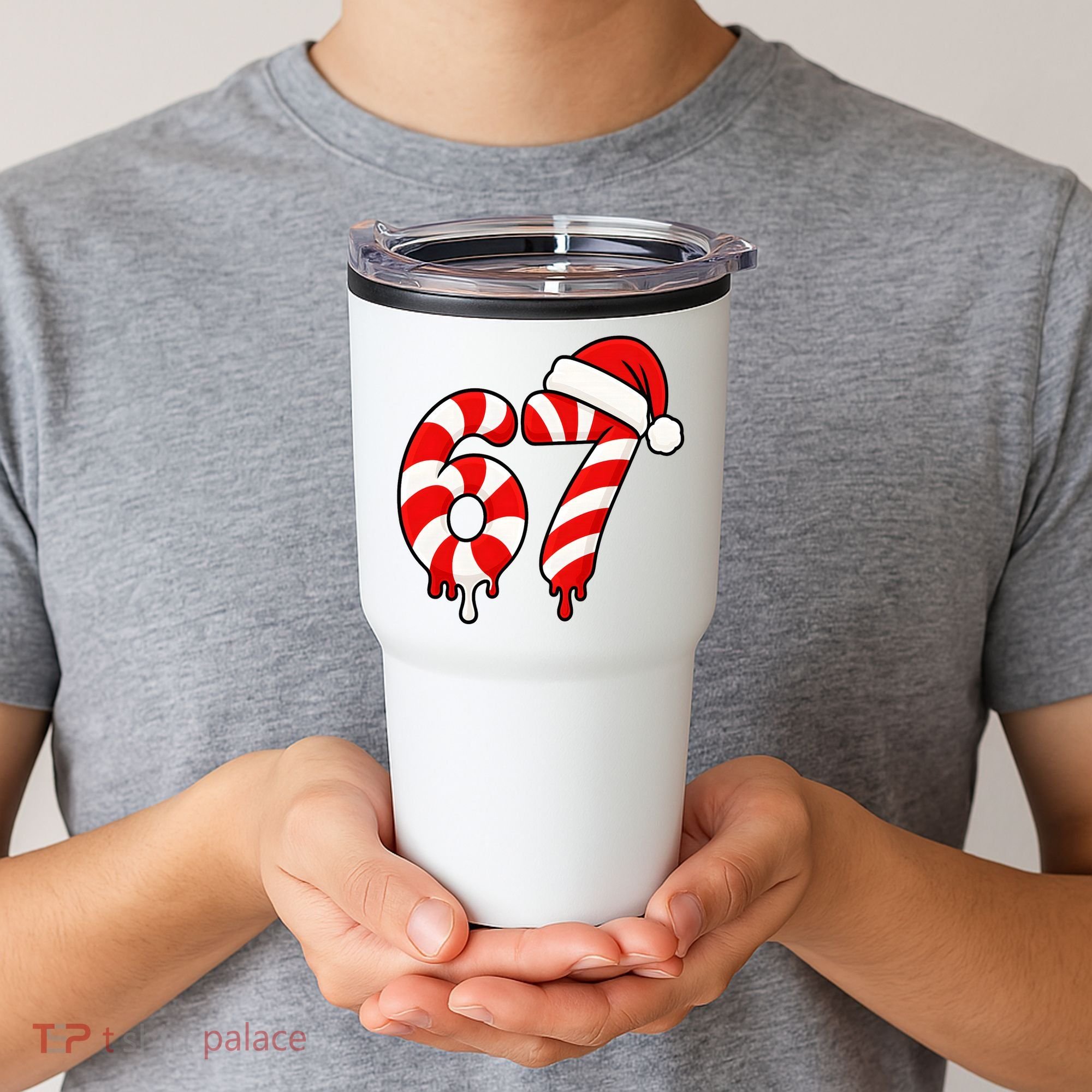 67 Christmas Candy Cane Number Sixty Seven Santa  Tumbler