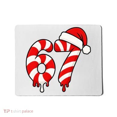67 Christmas Candy Cane Number Sixty Seven Santa  Mousepad