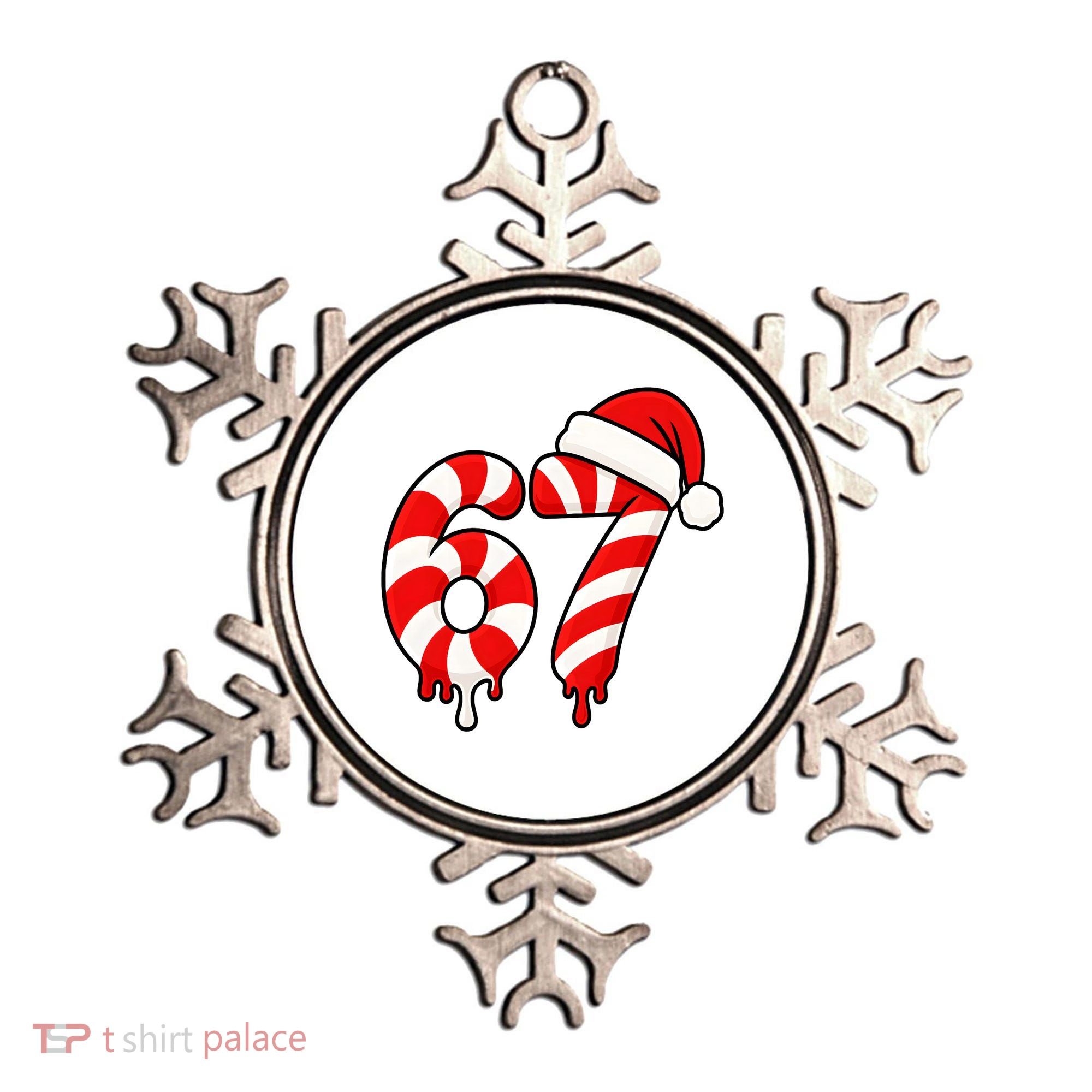 67 Christmas Candy Cane Number Sixty Seven Santa  Ornament