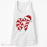 67 Christmas Candy Cane Number Sixty Seven Santa  Women's Tank Top thumb 0
