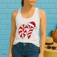 67 Christmas Candy Cane Number Sixty Seven Santa  Women's Tank Top thumb 2
