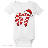 67 Christmas Candy Cane Number Sixty Seven Santa  Baby Bodysuit thumb 0