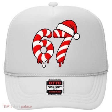 67 Christmas Candy Cane Number Sixty Seven Santa  Hat