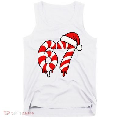 67 Christmas Candy Cane Number Sixty Seven Santa  Tank Top