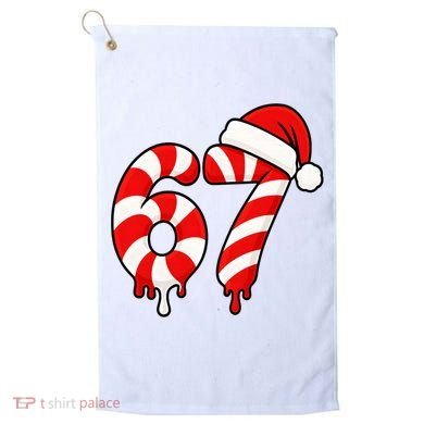 67 Christmas Candy Cane Number Sixty Seven Santa  Golf Towel