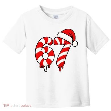 67 Christmas Candy Cane Number Sixty Seven Santa  Toddler T-Shirt