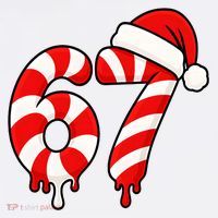 67 Christmas Candy Cane Number Sixty Seven Santa  Visor thumb 3