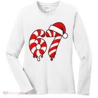 67 Christmas Candy Cane Number Sixty Seven Santa  Women's Long Sleeve Shirt thumb 0