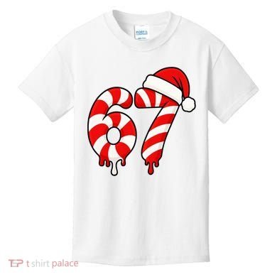 67 Christmas Candy Cane Number Sixty Seven Santa  Kids T-Shirt