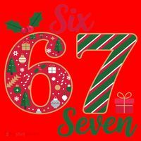 67 Christmas Festive 6-7 Six Seven Meme Santa Hat thumb 1