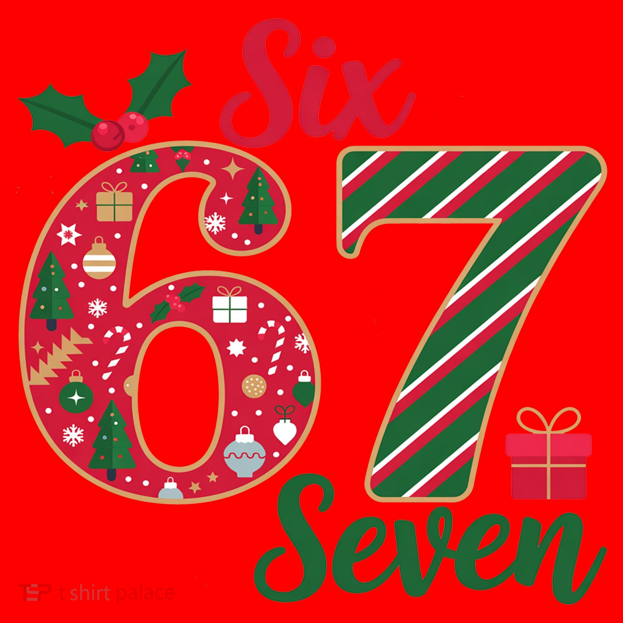 67 Christmas Festive 6-7 Six Seven Meme Santa Hat