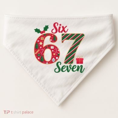 67 Christmas Festive 6-7 Six Seven Meme USA-Made Doggie Bandana