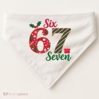 67 Christmas Festive 6-7 Six Seven Meme USA-Made Doggie Bandana thumb 0