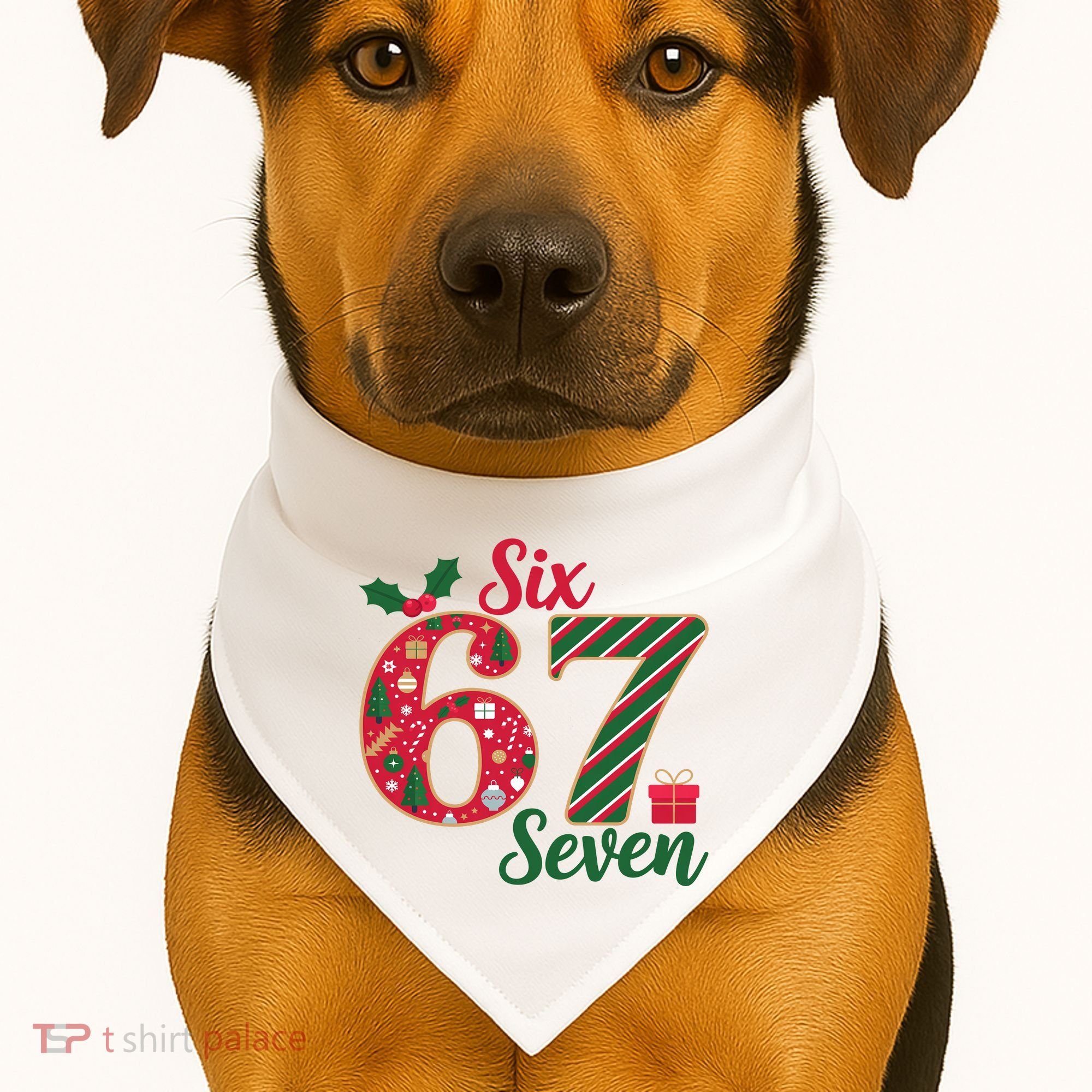 67 Christmas Festive 6-7 Six Seven Meme USA-Made Doggie Bandana