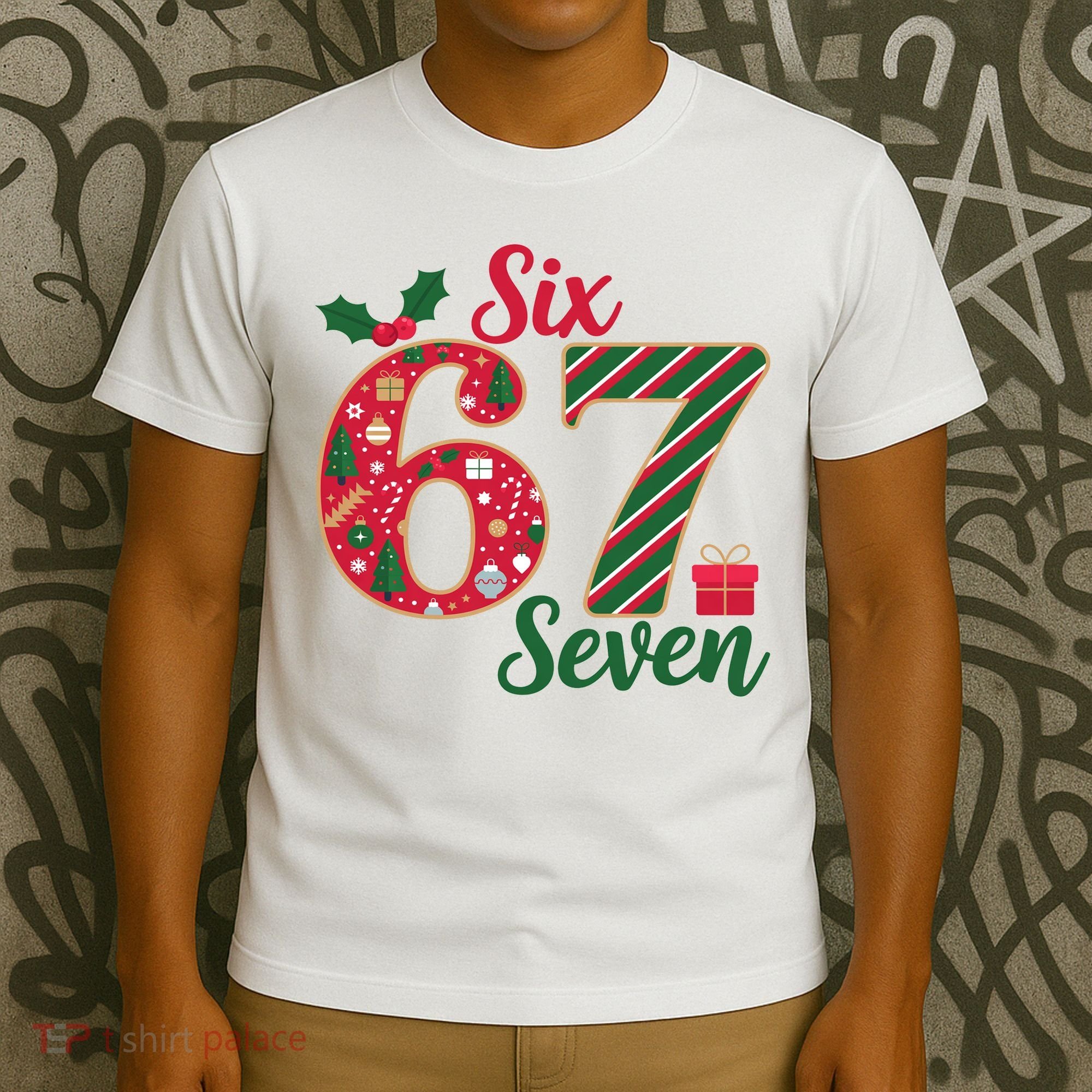 67 Christmas Festive 6-7 Six Seven Meme T-Shirt