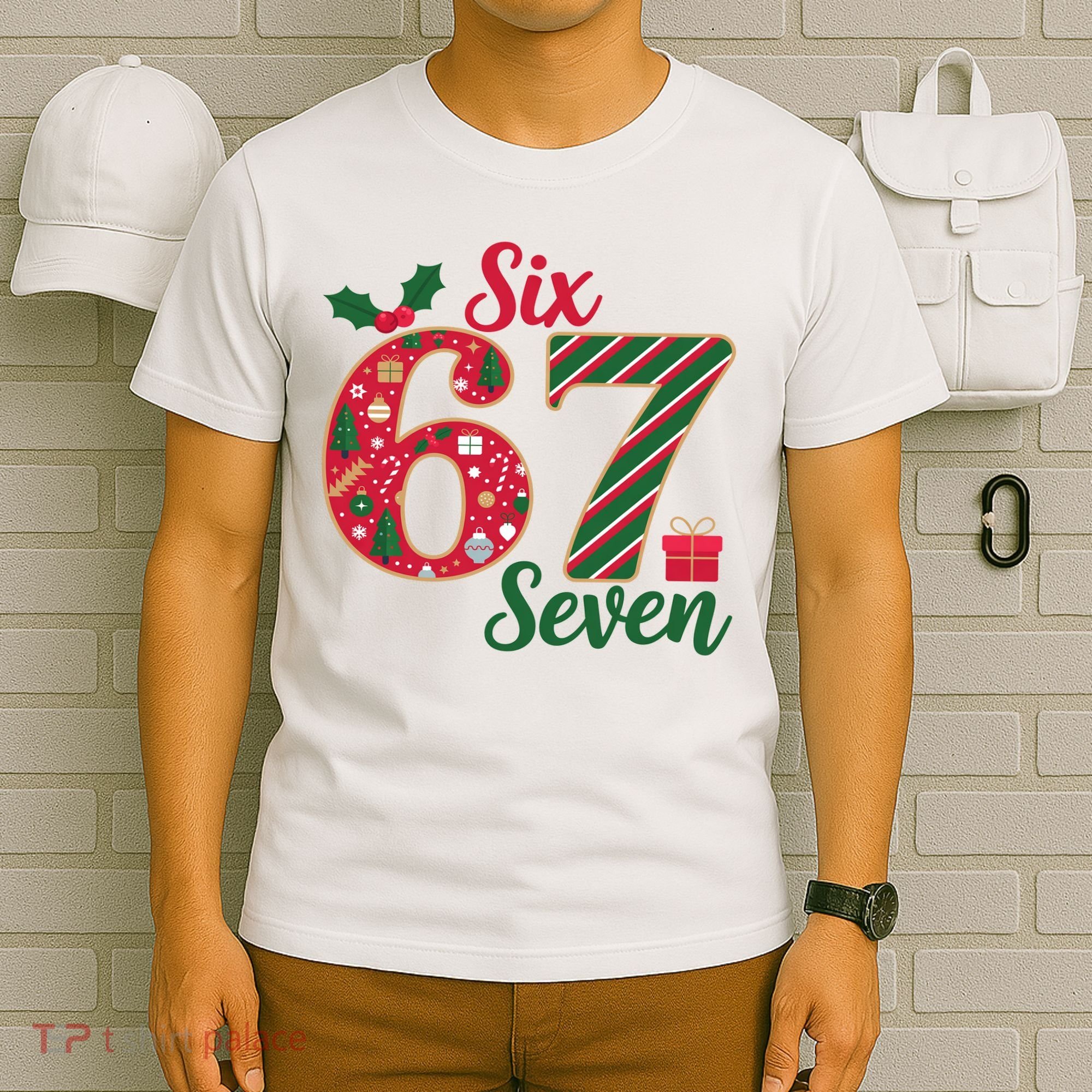 67 Christmas Festive 6-7 Six Seven Meme T-Shirt