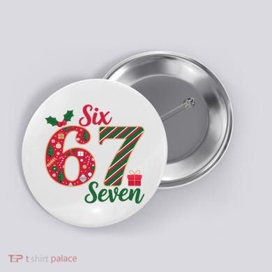 67 Christmas Festive 6-7 Six Seven Meme Button