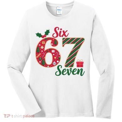 67 Christmas Festive 6-7 Six Seven Meme Women's Long Sleeve Shirt