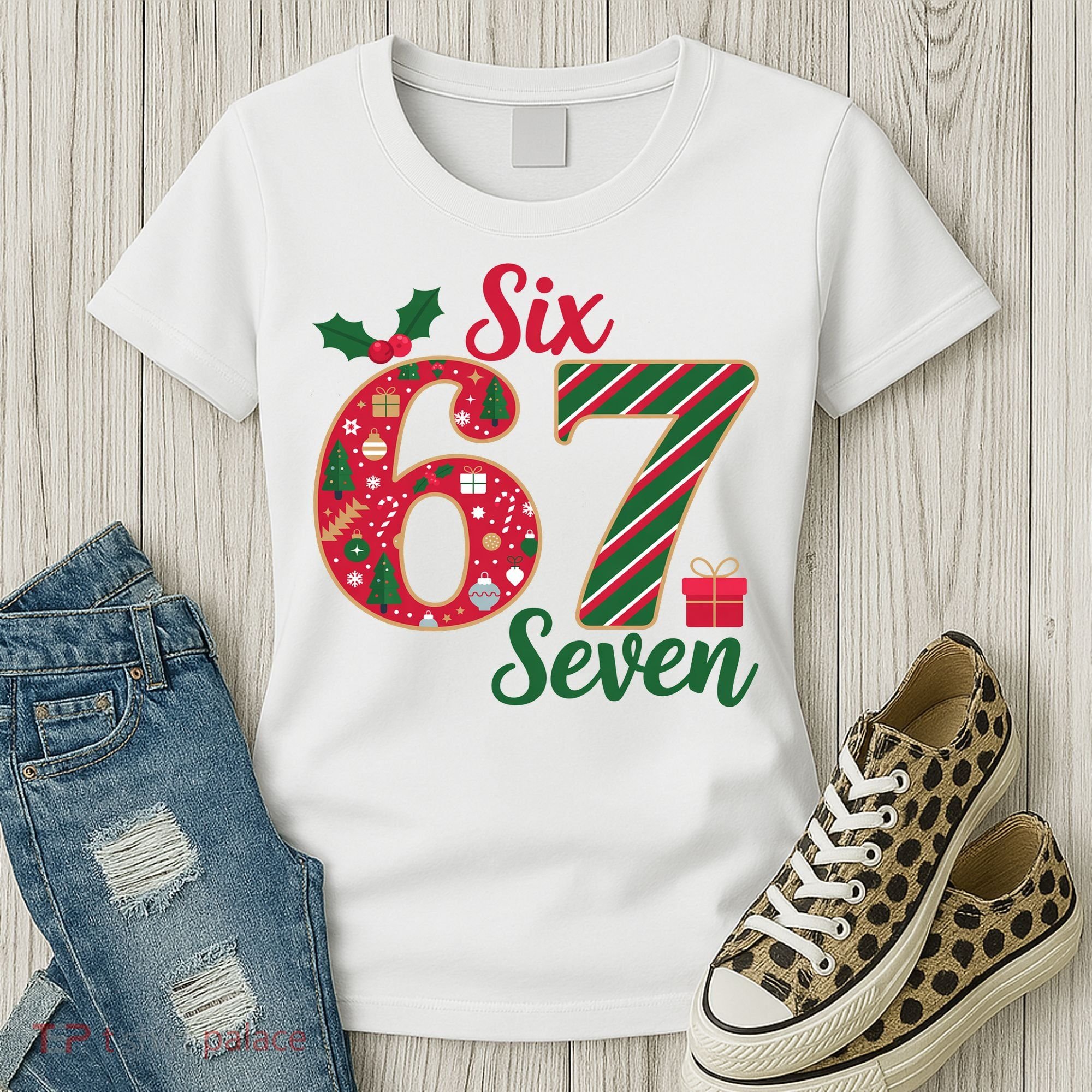 67 Christmas Festive 6-7 Six Seven Meme Women's T-Shirt