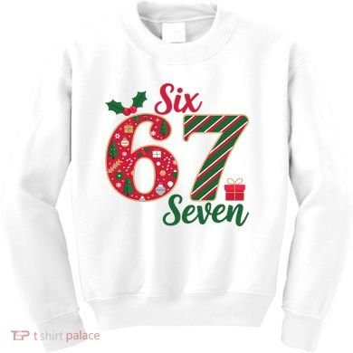 67 Christmas Festive 6-7 Six Seven Meme Kids Sweatshirt