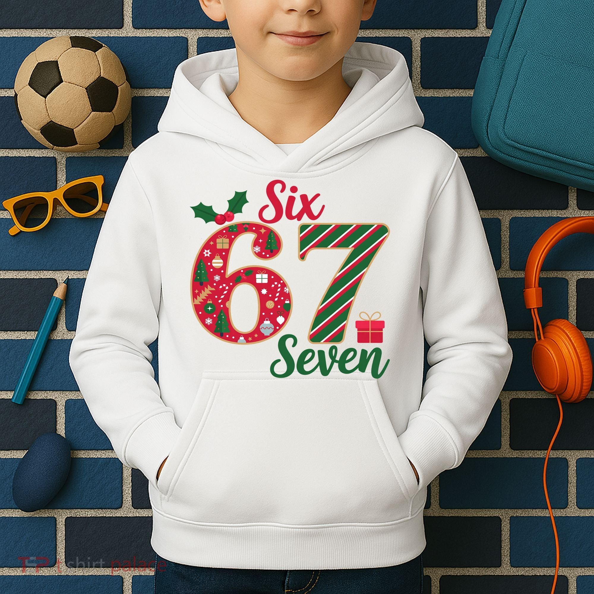 67 Christmas Festive 6-7 Six Seven Meme Kids Hoodie