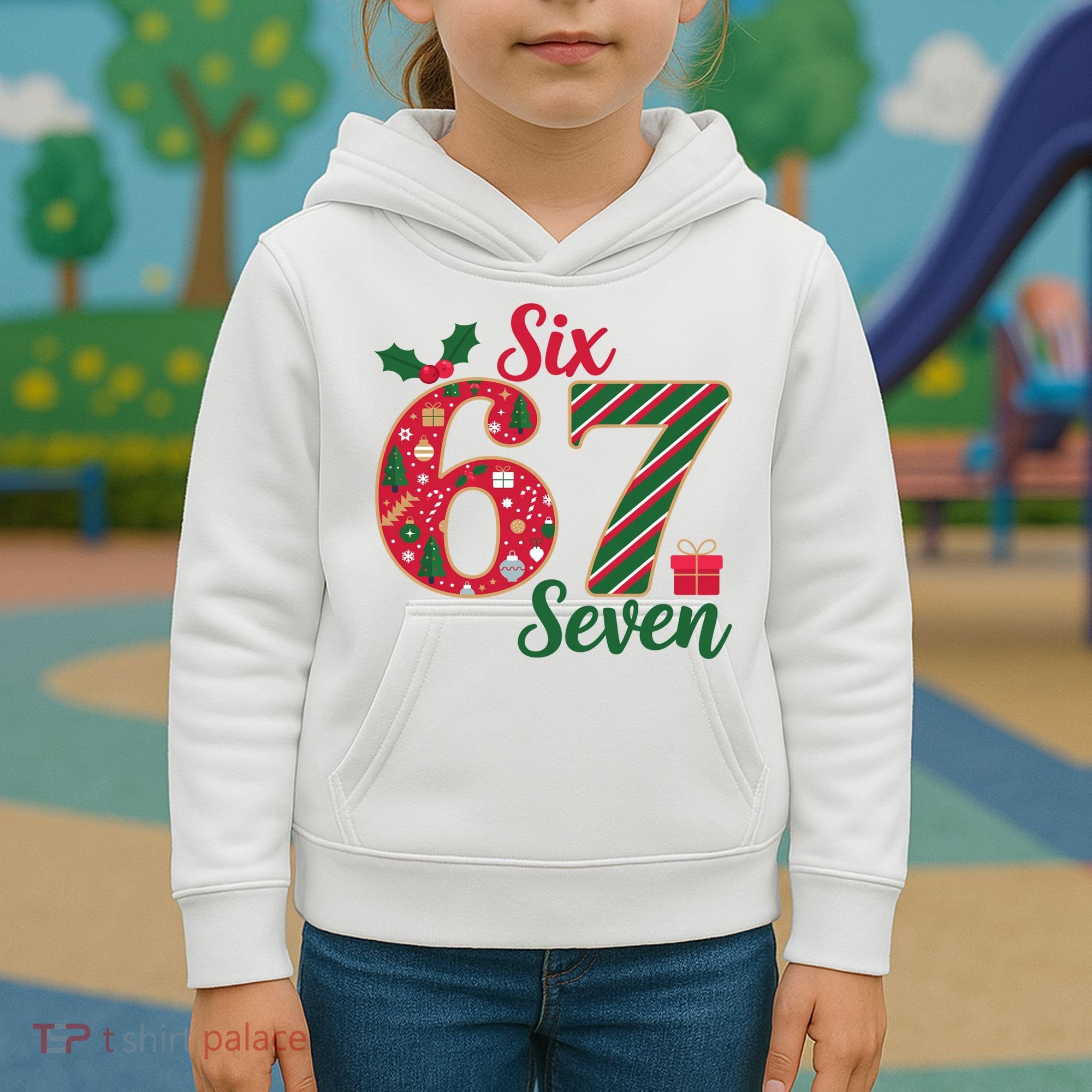 67 Christmas Festive 6-7 Six Seven Meme Kids Hoodie