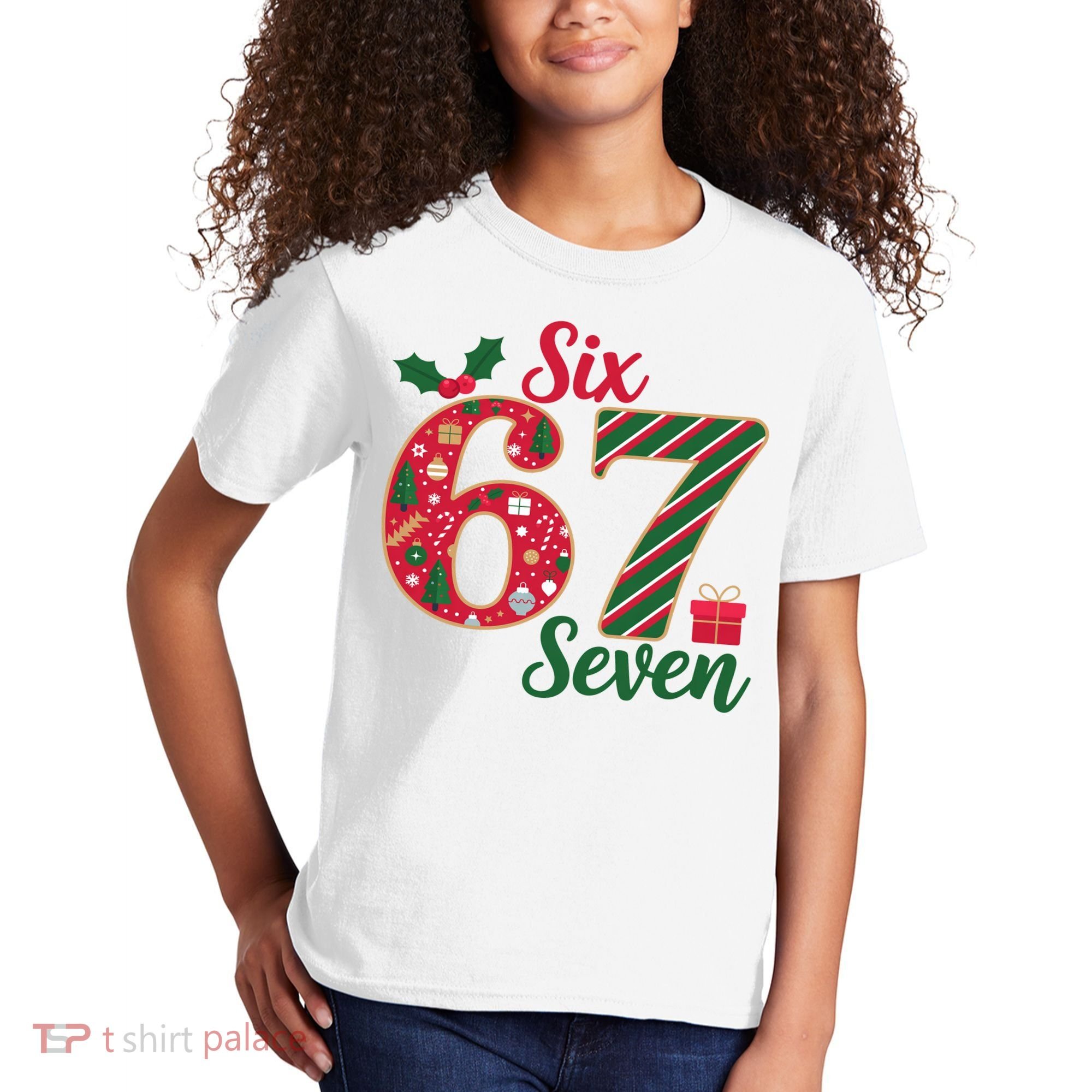 67 Christmas Festive 6-7 Six Seven Meme Kids T-Shirt
