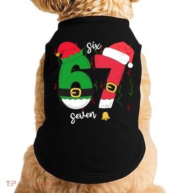 67 Christmas Funny 6-7 Meme Six Seven Xmas Doggie Tank