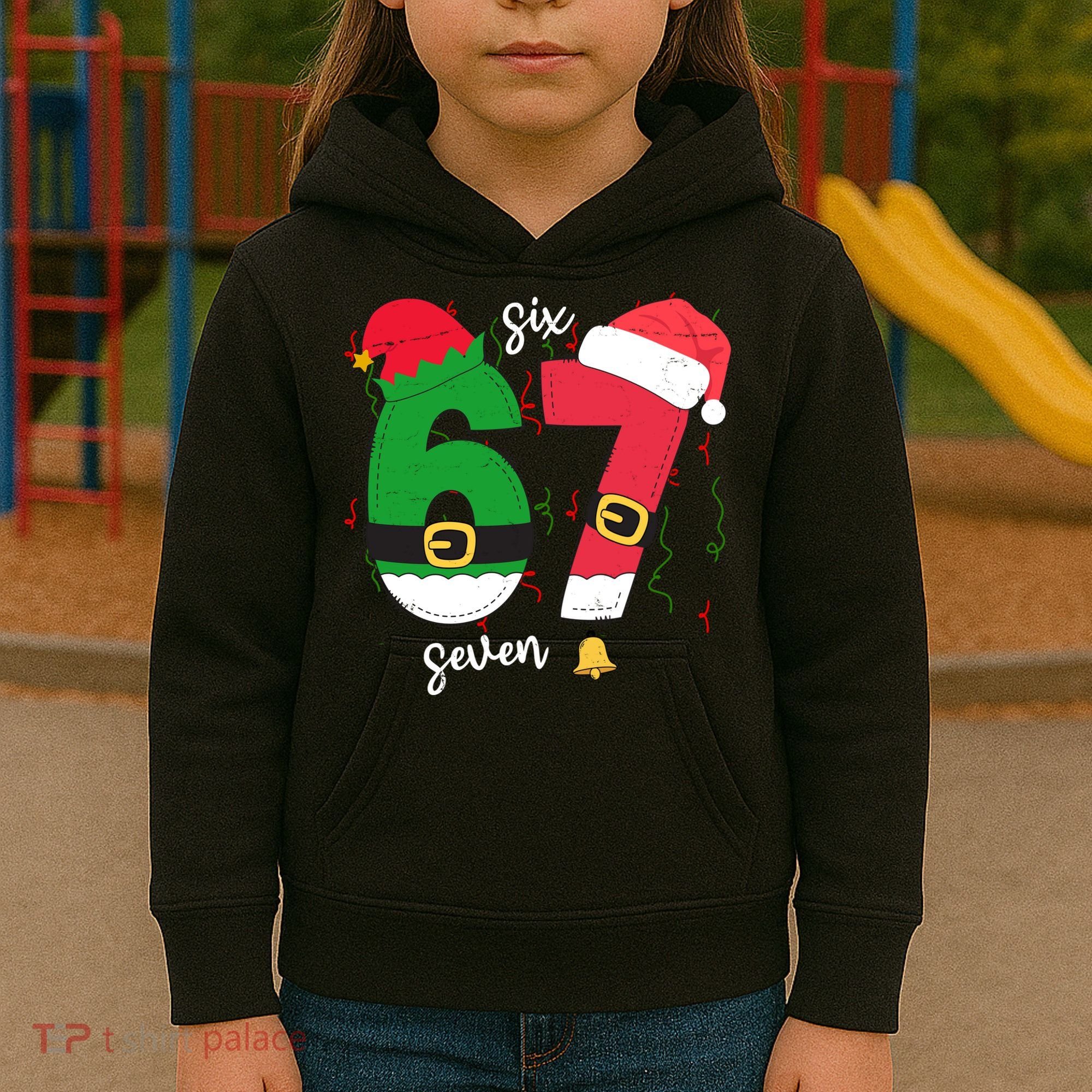 67 Christmas Funny 6-7 Meme Six Seven Xmas Kids Hoodie
