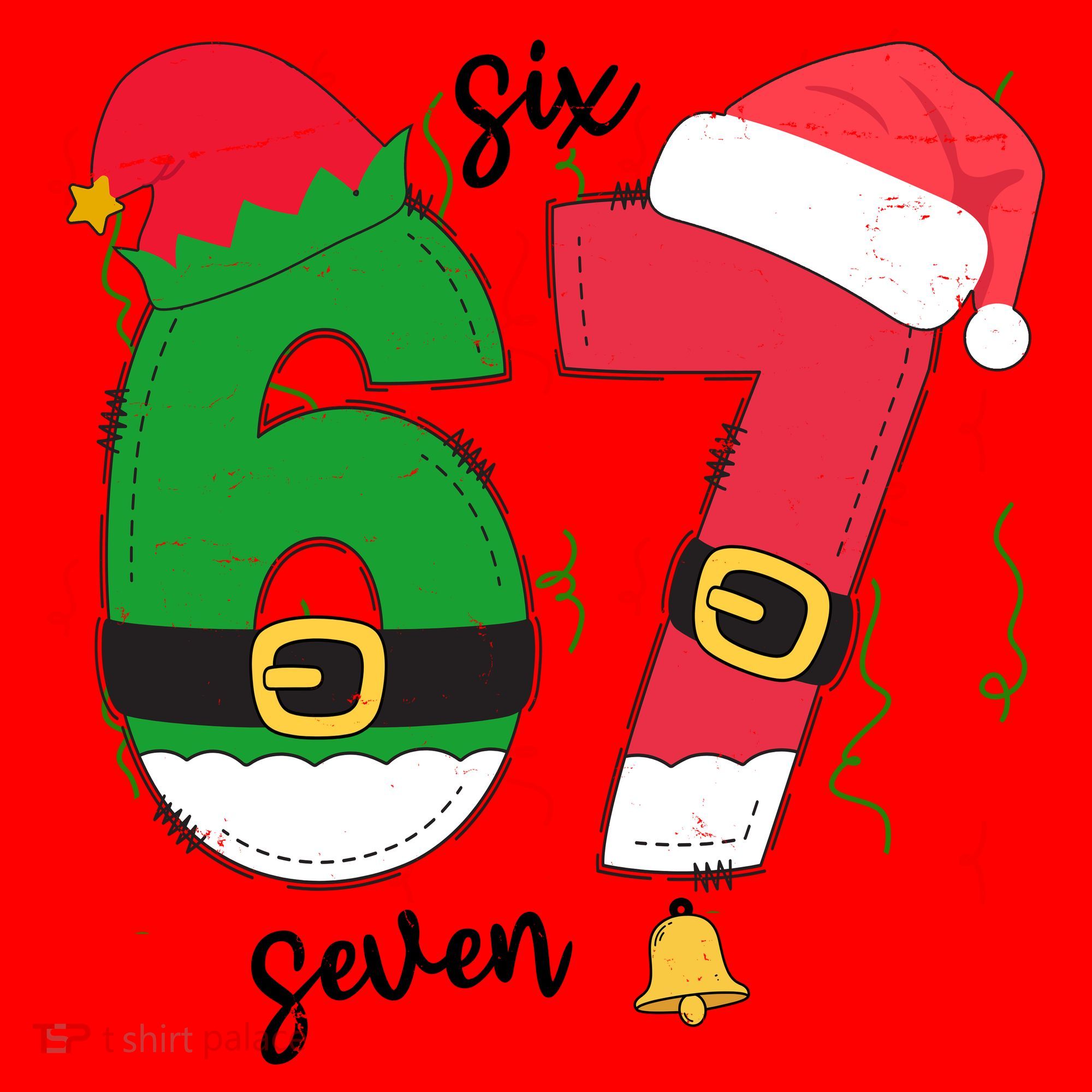 67 Christmas Funny 6-7 Meme Six Seven Xmas Santa Hat